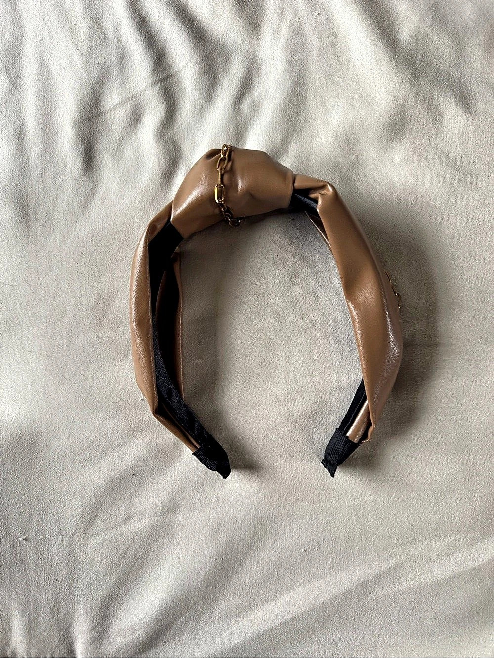 Ruched Chain Headband in Brown